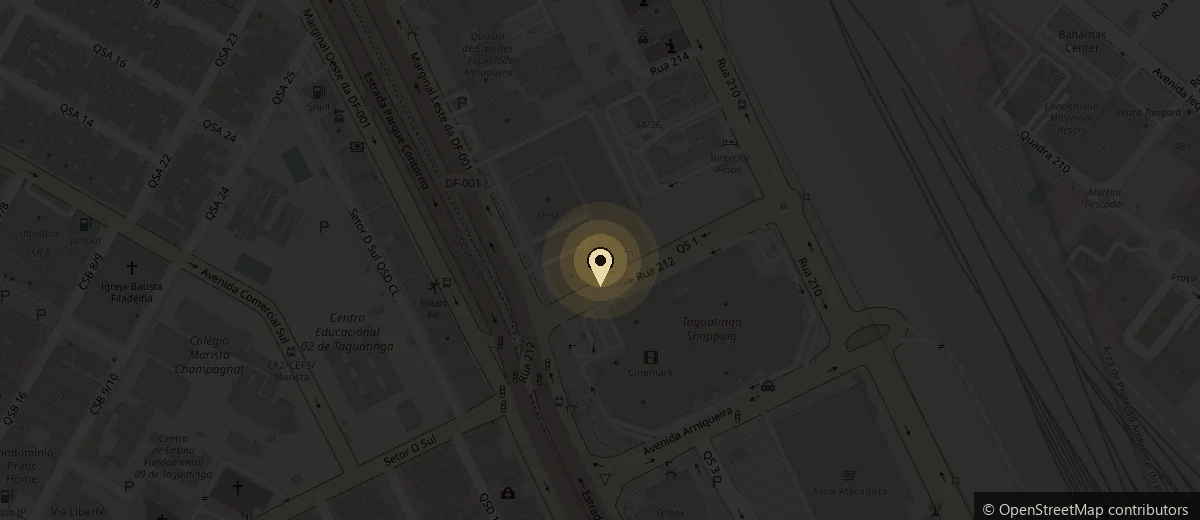 Mapa mostrando a localização da Brasil Implantes no Edifício Connect Towers, em Águas Claras, Brasília